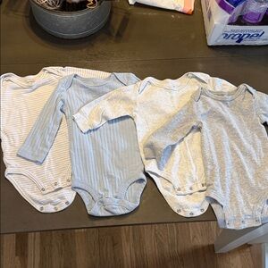 Carter's Soft Gray and Blue Bodysuit Set